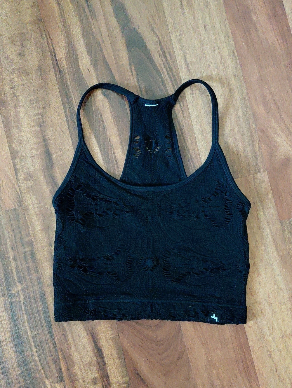 Joy Lab Black Lace Crochet Racerback Sports Bra Crop Top